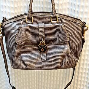 DOONEY & BOURKE GRAY SNAKESKIN EMBOSSED LEATHER RARE SANTORINI SATCHEL